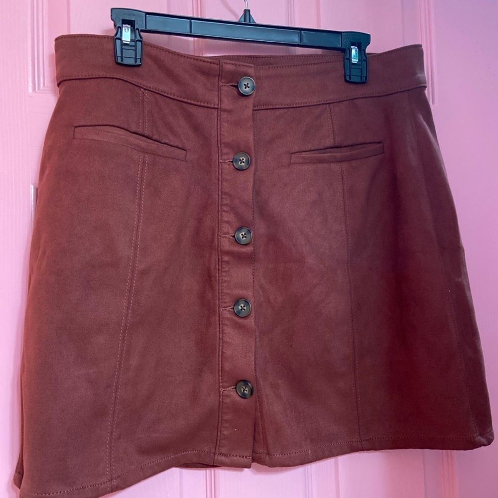 Burgundy button up skirt